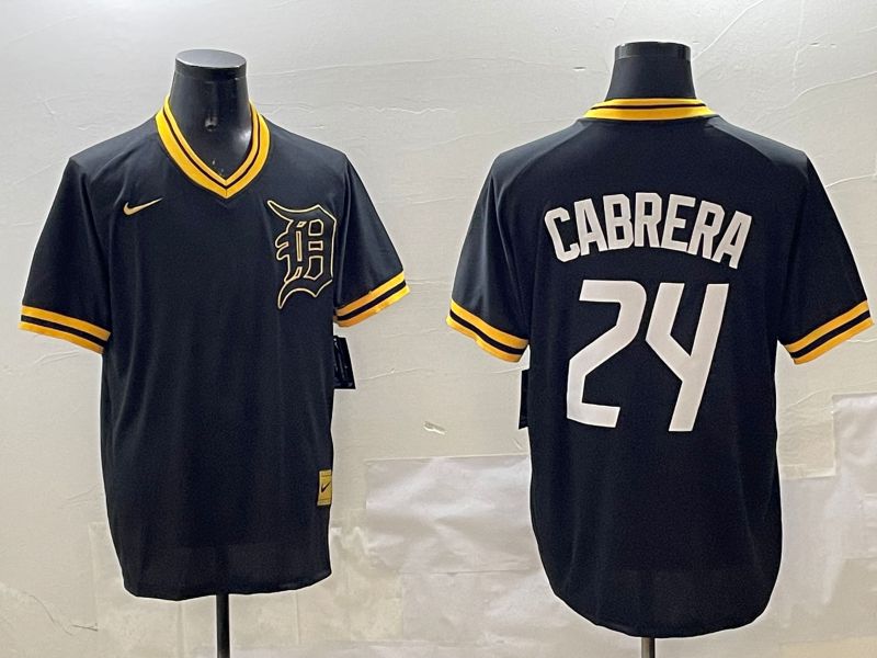 Men Detroit Tigers #24 Cabrera Black Gold Game 2025 Nike MLB Jersey style 1